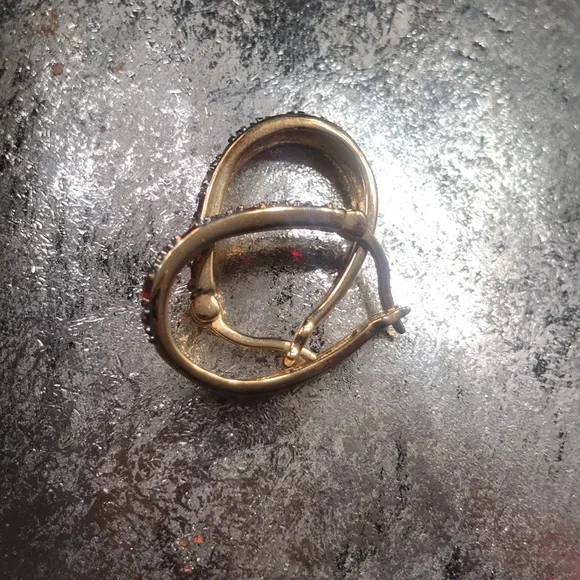 Premier Design 925 Gold Plated Ruby Hoops - Picture 2 of 6